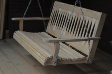 5ft Cypress Diamond Porch Swing finished,  cup holders & springs. All hardware 