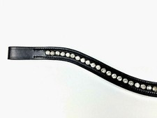 Stirnriemen, Stirnband für Trensen oder Kandaren  mit großen Strasssteinen 