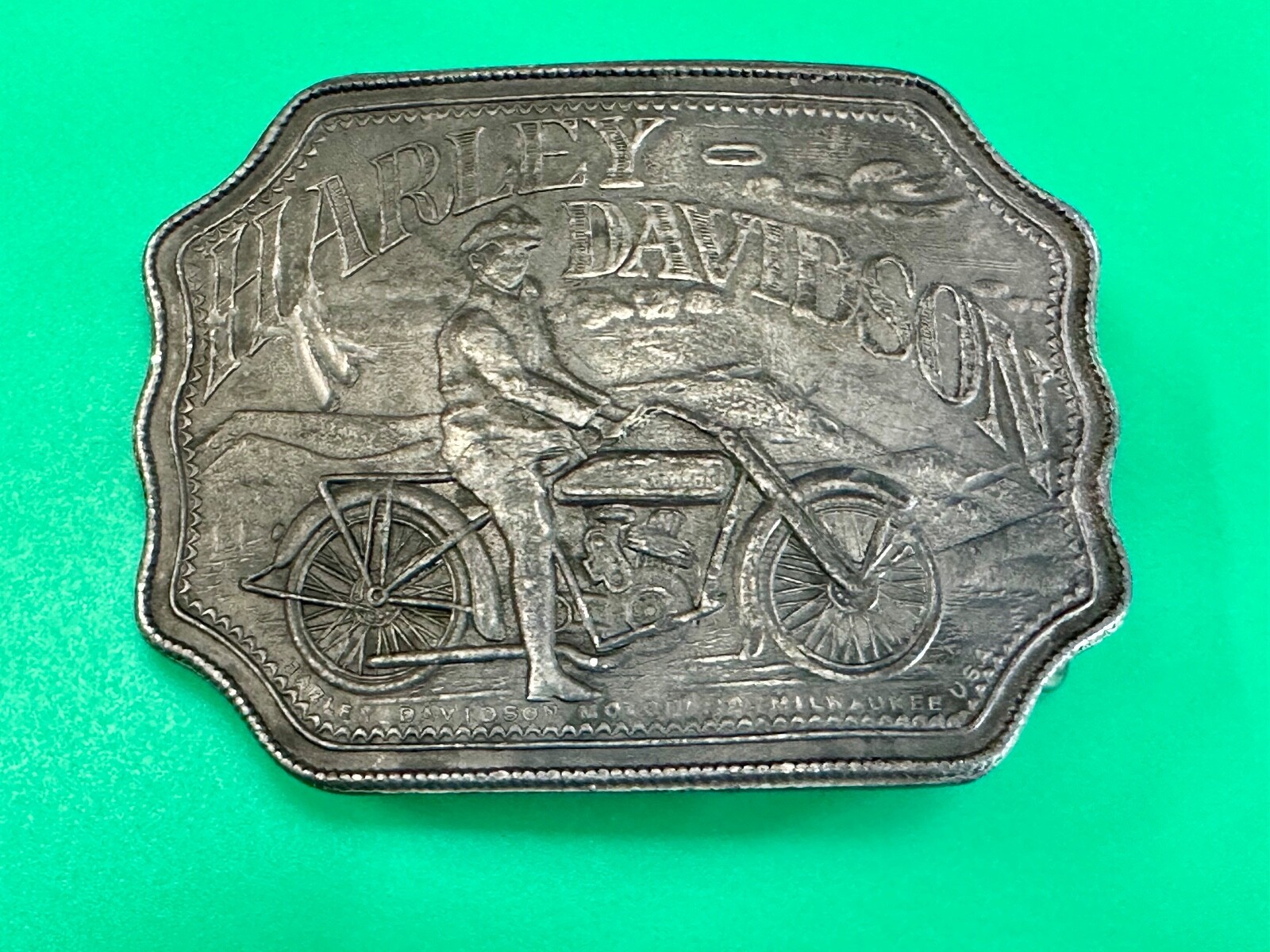 Collectors Harley Davidson Motorcycles Montauk Silver Co Belt Buckle,  England 