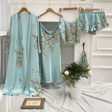 4 Piece Satin Pajama Set For Women
