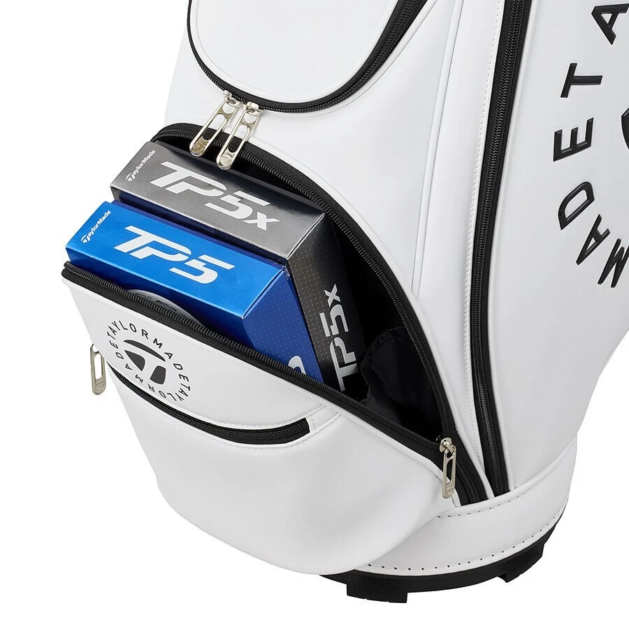 Сумка-тележка TaylorMade с круглым логотипом белая 9,5x47 3,2 кг легкий 4-полосный разделитель 2025 - Изображение 3 из 4