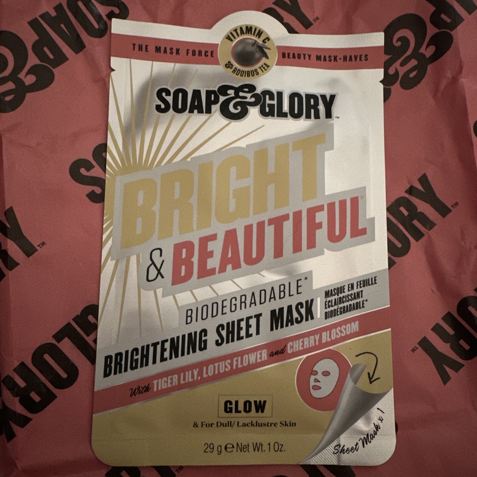 Soap&Glory Bright and Beautiful Biodegradable Brightening Sheet Mask x1 Skin