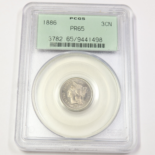 1886 PCGS OGH PR65 PROOF | Three Cent Nickel - 3c US Coin #43788A