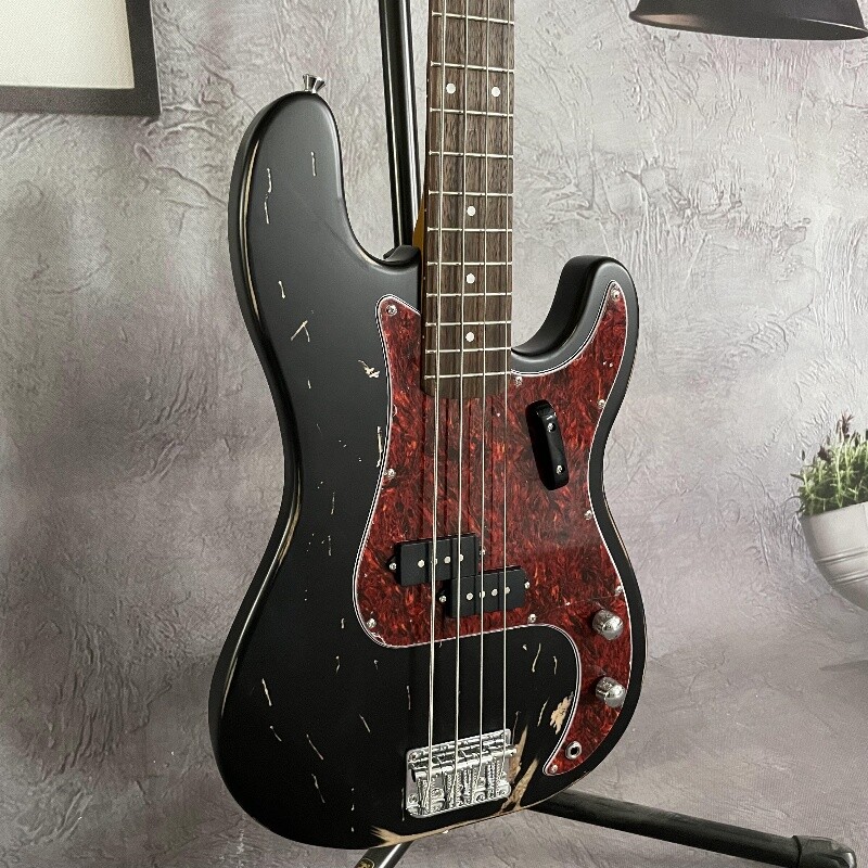 Vintage 1960 PB Bass Black Electric Bass Guitar HH Pickups 4