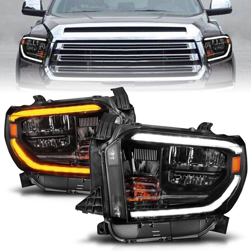 Anzo Black LED Headlights with Switchback DRL for 2014-2017 Toyota Tundra Foto 4 de 4