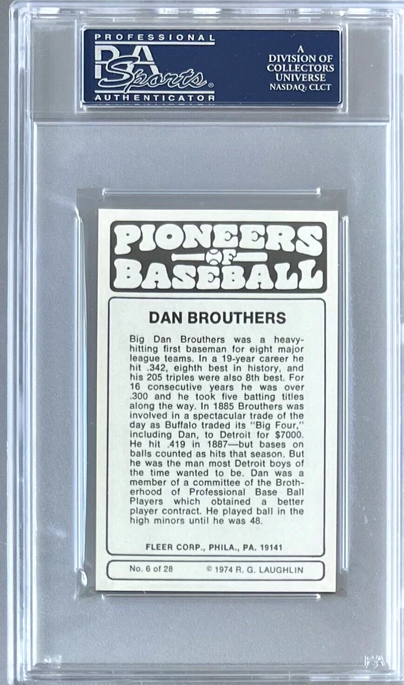 Fleer Pioneers of Baseball 1975 #6 Dan Brouthers Hof PSA 10 gemas MT BISONTES Foto 2 de 2