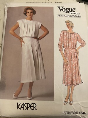 Vogue 1544 Misses' Loose-Fitting Dress 10 Sewing Pattern Designer Kasper  Uncut | eBay