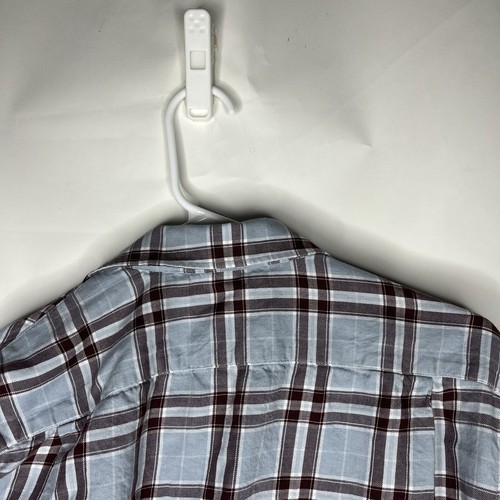 Vince Blue Red Plaid Long Sleeve Light Cotton Flannel Shirt sz Large Classic Fit - Picture 8 of 13