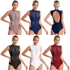 Women Jumpsuit Gymnastic Leotard Salsa Bodysuit Jazz Dance Rhythm Performance
