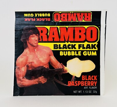 Vintage 1985 Amurol RAMBO Black Flak Bubble Gum Pouch Wrapper Candy Container