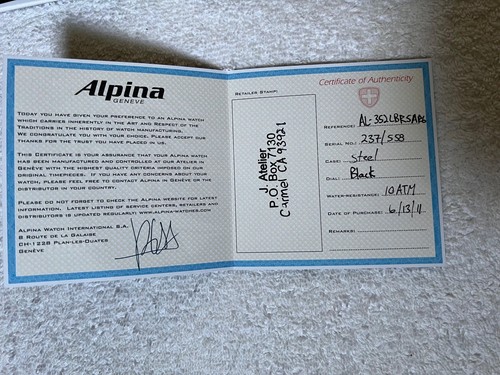 Alpina 12 Hours of Sebring Official Chronograph NIB COA RARE 1 of 558. - Picture 22 of 24