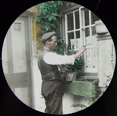 Glas Magische Laterne Dia DER AMATEURMALER UM 1910 EDWARDIANISCHES FOTO