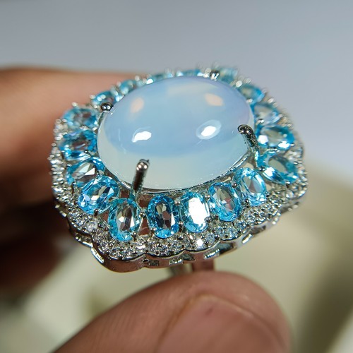Anillo Opalita Natural Plata de Ley 925 con Topacio Azul Todas las Tallas Disponibles - Imagen 4 de 6
