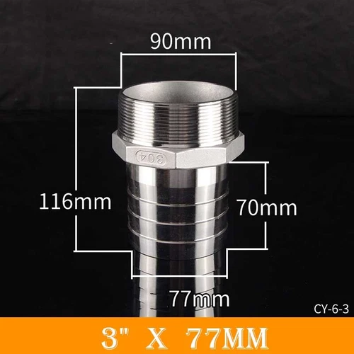 Stainless Male Thread Pipe Fitting x Barb Hose Tail Connector BSP 1/8" to 4" - Bild 47 von 86