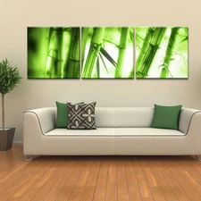 BAMBOO ready to hang picture improved canvas wall art mounted on 3 pc fiberboard
