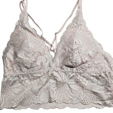 AERIE LACE BRALETTE SOFT PINK FLORAL DOUBLE STRAP ADJUSTABLE NWT 40 MEDIUM