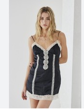 Urban Outfitters Light Before Dark Kamiluh Lingerie Slip Dress, lace trim. Small