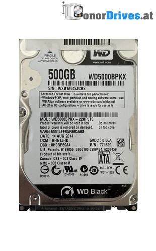 Western Digital WD5000BPKX-22HPJT0 - 500 GB - SATA - PCB 2060-771629-006 Rev. A*