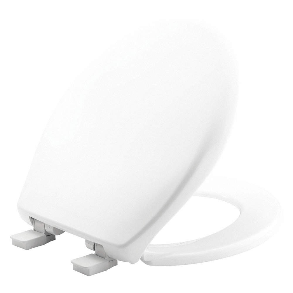 BEMIS 200E4 000 Toilet Seat,Round Bowl,White,14-3/8" W 54YE3