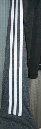 NUEVO CON ETIQUETAS ADIDAS Mujer XL Gris Blanco Rayas Suave Ligero Capucha - Imagen 8 de 10
