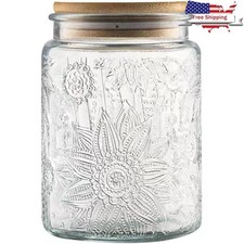 Airtight Glass Storage Jars W/ Bamboo Lid Food Grade Kitchen Canisters New
