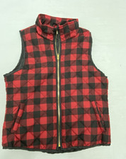 Si Style Youth Kids Sz Lg Vest 2 pocket Insulated Red/Black Plaid Zip Front