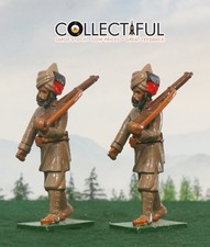 LEAD INDIAN SOLDIERS MARCHING W/ RIFLES X2 - SIKH - BENGAl BRITAINS SIZE 702