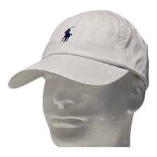 Polo Ralph Lauren Men's One Size Cotton Chino Adjustable Ball Cap White Blue