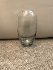 12" Clear Heavy Thick Hand Blown ELEGANT GLASS Oval Table Vase