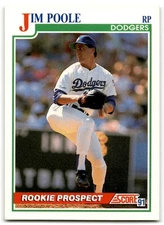 1991 Score Jim Poole Rookie Los Angeles Dodgers #357