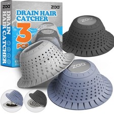 Bathtub Drain Hair Catcher, Silicone Collapsible 3 Pack Drain Protector for P...