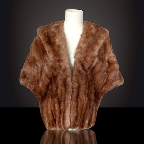 Mink Stole Shawl Wrap Shrug Honey Red Brown Vtg MCM Louis Laurie Philly FLAWS