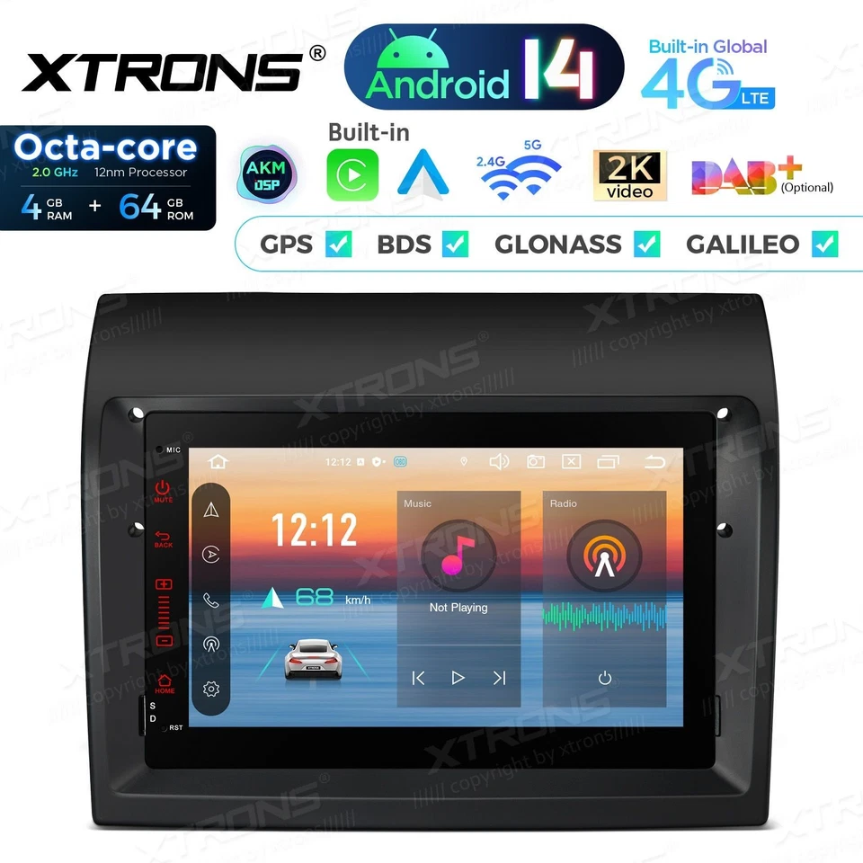 AUTORADIO ANDROID 4/64GB FIAT DUCATO STEREO AUTO 7″ NAVIGATORE GPS WIFI COMANDI - Immagine 2 di 4