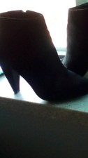 kohls Black Textile Ankle Bootie Pointed Toe Zip Block Heel Size 7 M Women