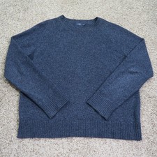 J Crew Sweater Mens Large Blue Heather Lambswool Knit Crewneck Pullover Preppy