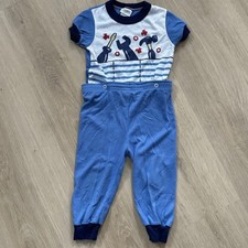 Vintage Carters Tools Boys 2 pcs PJ's top Bottoms Snap Waist Size 3T Toddler
