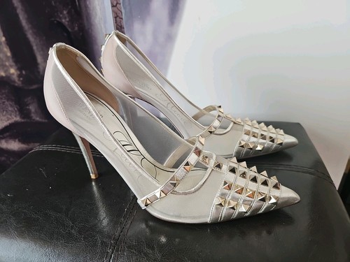 Valentino Rockstud Alcove Gold Mesh & Leather Pumps Pointed Toe Size 39.5 TP01 - Picture 6 of 11