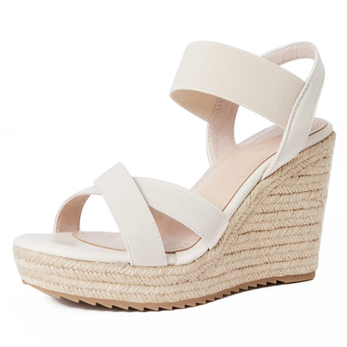 mikarka Women's Open Toe Espadrilles Wedge Sandal Slip On Elastic Ankle Strap...