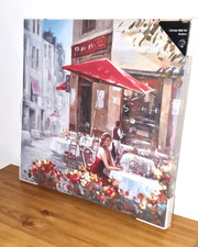 50x50cm Paris Cafe Canvas Wall Art Red Umbrella Bistro Picture Print