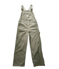 Vtg 90s Y2k Lee Dungarees Corduroy Overalls Small Unisex Tan Beige Khaki Wide