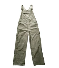 Vtg 90s Y2k Lee Dungarees Corduroy Overalls Small Unisex Tan Beige Khaki Wide 