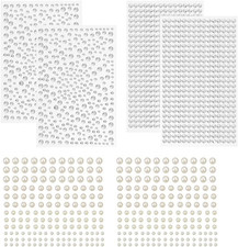 1730pcs Clear Rhinestones  Pearl Stickers Self Adhesive, Crystal Stickers Diamo