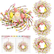 4 Pcs Easter Decorations Small Easter Wreath, 11 Inch Easter Decor Mini Easter..