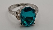 Women's Silver Plated Alloy Turquoise Gemstone Cocktail Ring U.S Size 8.5-9