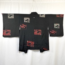 Japanese Silk Kimono Haori Jacket Samurai Vintage Unisex Traditional Robe