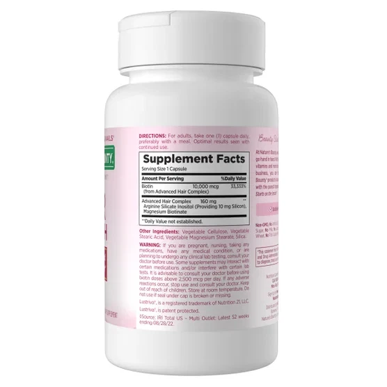 Vitaminas para crescimento capilar Nature’s Bounty 10.000 mcg biotina + complexo 90 quilates grátis - Imagem 4 de 4