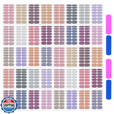 XEAOHESY 40 Sheets Elegant Solid Color Nail Polish Strips with Nail File Self