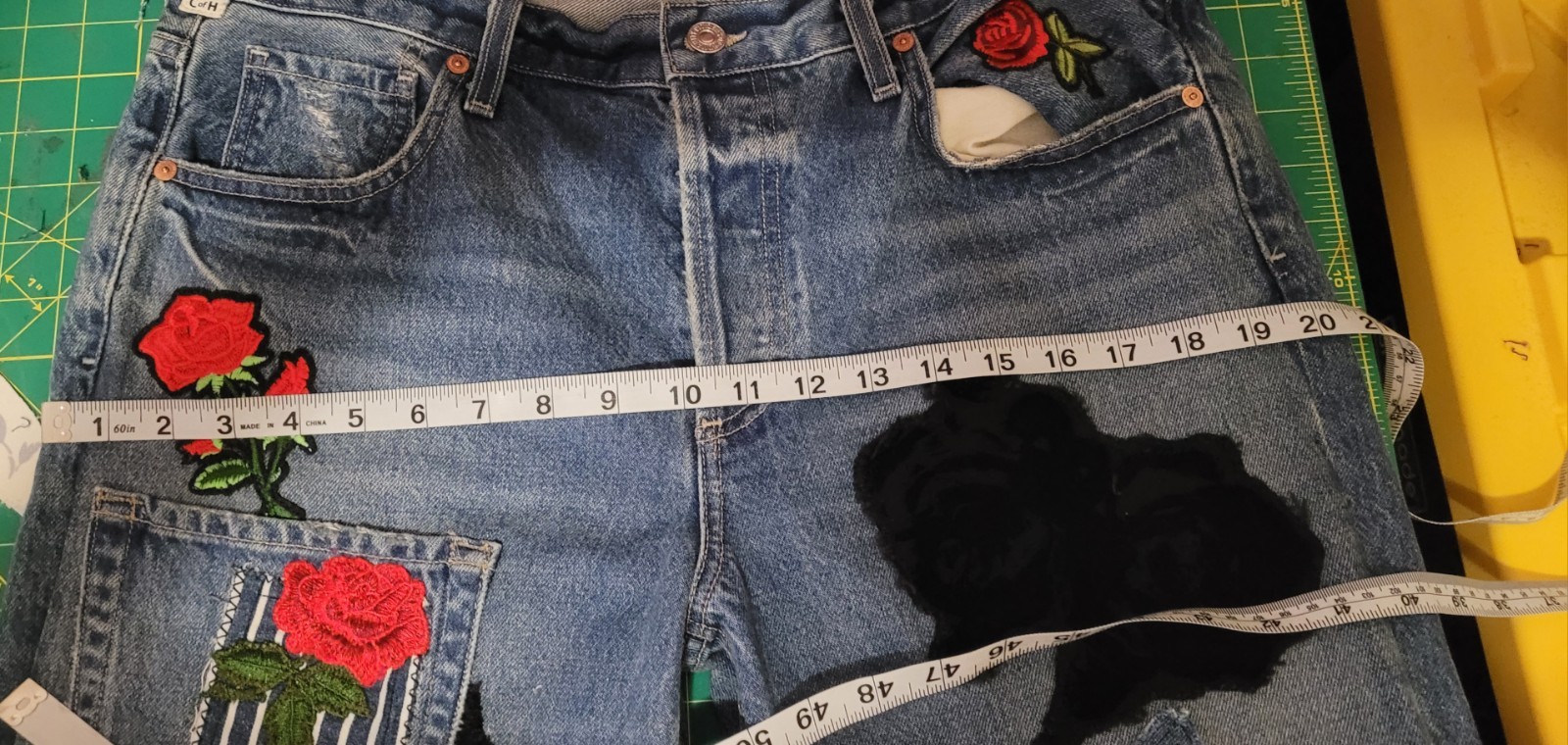 Custom Upcycled  patchwork jeans women.   Waist 3… - image 22