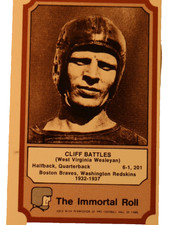 1974 Fleer Hall of Fame Immortal Cliff Battles TALLBOY Football Card