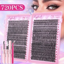 720PCS Black Cluster Eyelashes Kit Full Volum...
